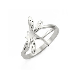 KKJOY Dragonfly Ring Stainless Steel Flying Elves Rings Adorable Insects Stackable Eternity Rings Promise Ring Jewelry for Women Charming Ladies