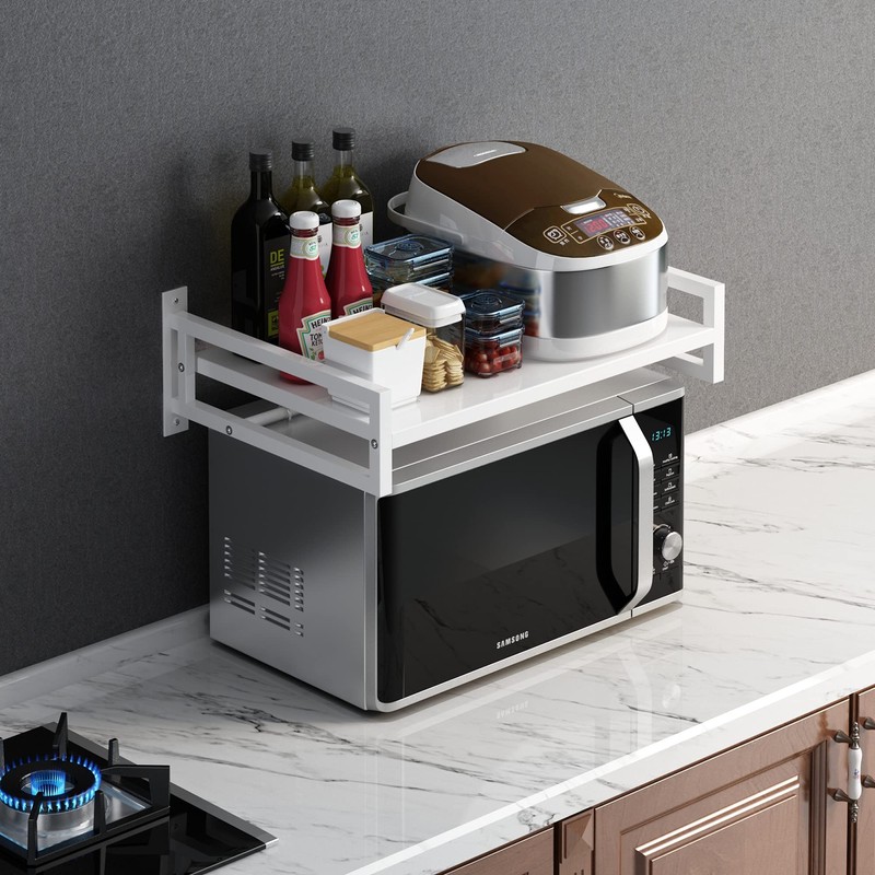 ABCOOL Wall Mount Microwave Oven Shelf Rack, White Carbon Steel