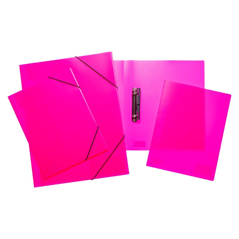 HERMA Portfolio Folder A4 Neon Pink Translucent Plastic Corner Folder