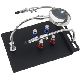 DiGiYes Magnetic Helping Hands Soldering Station with 4 Magnetic PCB Board Clamping Column,3X Magnifying Glass,2 Flexible Arms Magnifier and Third Hand Soldering Tool for Electronic Repair