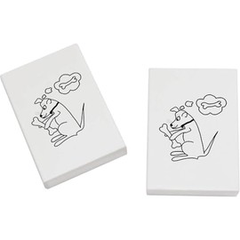 2 x 45mm 'Dog Obsessed with Bones' Erasers/Rubbers (ER00042624)