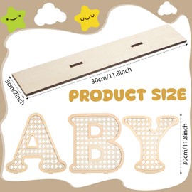 RattanView Wooden Baby Letters Rattan Set 11 Inch Wood Letters Baby Table Centerpiece Boho Nursery Decor Baby Wooden Rattan Letters Table Decor Rustic Letter Home Decoration for Toddler Girls Boys