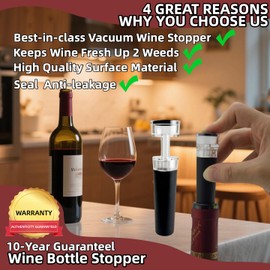 Set of 4 Wine Stoppers Transparent Press Wine Vacuum Sealer Stopper - PC/ABS & Food-Grade Silicone, Airtight Reusable Wine Preserver Pump for Red/White Wine, Extend Freshness 7 Days