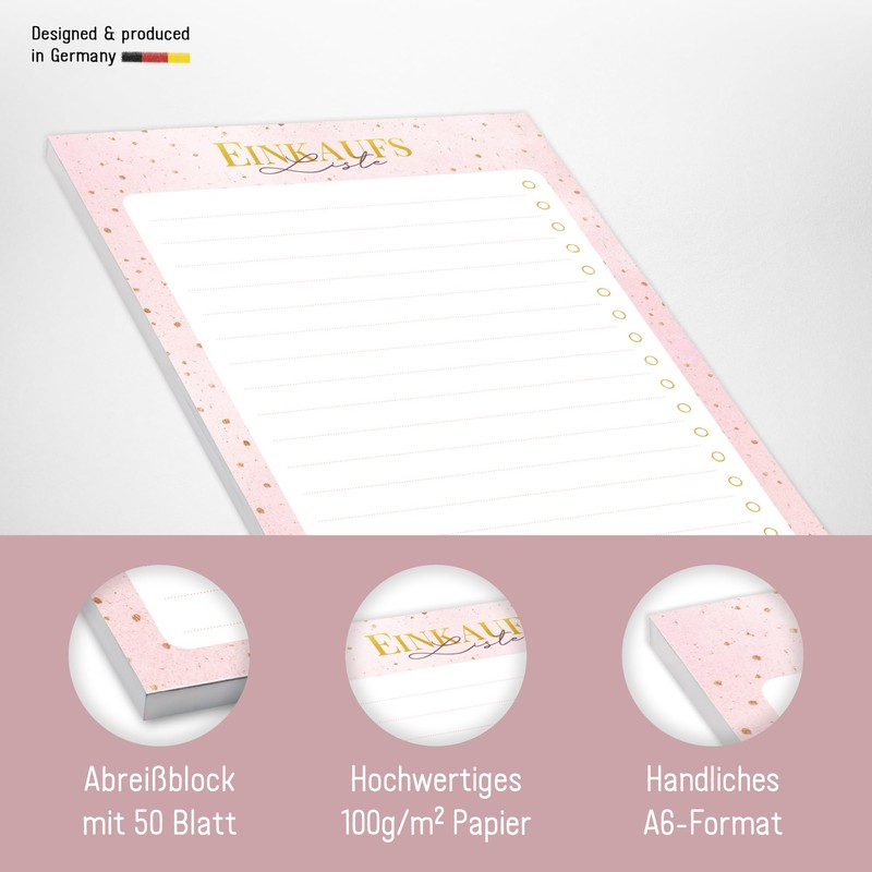Shopping List A6 Tear-Off Pad Shopping List for Kitchen "Golden