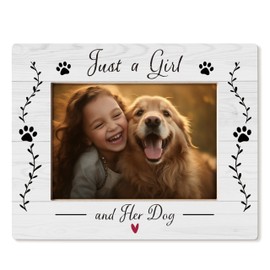 HUKINE Dog Picture Frame 5x7, Dog Mom Gifts Photo Frame 4x6, Just a Girl and Her Dog, Dog Gifts for Women, Dog Gifts for Dog Lovers, Gifts for Dog Owners, Dog Lover Gifts for Women