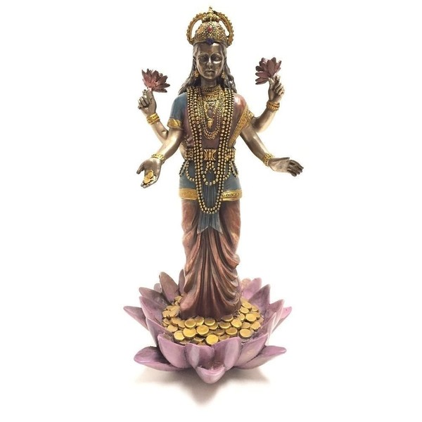 Lakshmi Hindu Goddess on Lotus Statue Sculpture
