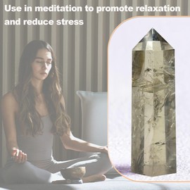 Crystal Towers Natural Healing Crystal Point Obelisk Hexagonal Wands Reiki Energy Balancing Chakra Meditation Therapy Gift for Women Men, Smoky Quartz, 2" to 2.5"
