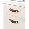 JIASENBAO Brown Leather Drawer Pulls 5 Pack 3"(76mm) Leather Handles