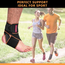 Sunolkie Athletic Ankle Brace for Sprains - Adjustable Ankle Brace - Elastic and Breathable Elastic Ankle Strap for Damage to Ligaments and Tendonitis Men Women