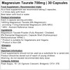 Magnesium Taurate 700mg Capsules - Vegan Friendly - Non-GM (30