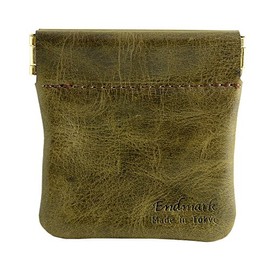 (EndMark) Genuine Leather Coin Case, Bag Type, Made in Japan, green