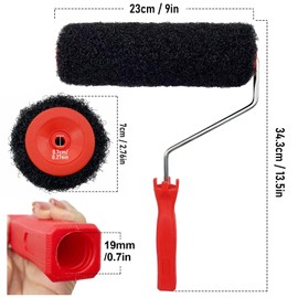 WYXDSDEV 3 Pcs 9 Inch Drywall Compound Roller and1 Pcs Paint Frame, Drywall Mud Roller with Thread in Handle for Putty, Molding Paste, Textured Coatings for Covering Wall and Ceiling Surfaces