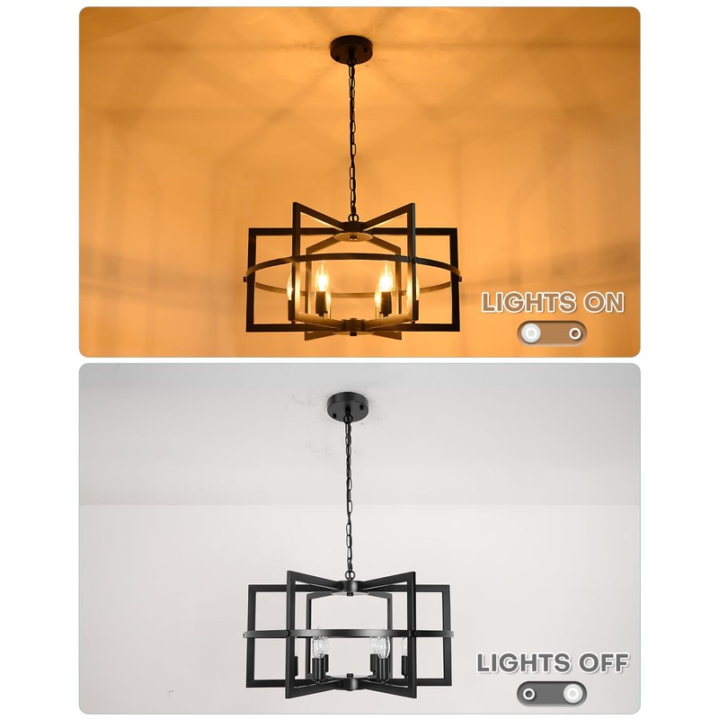JHLBYL Modern Farmhouse Black Chandelier: 6-Light Upgrade Industrical Light Fixture
