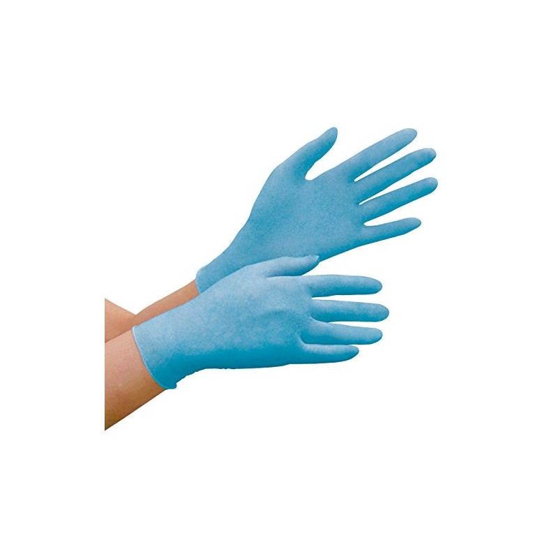 Midori Anzen Berte 780N Nitrile Disposable Gloves, Anti-Slip, Powder-Free, Blue,
