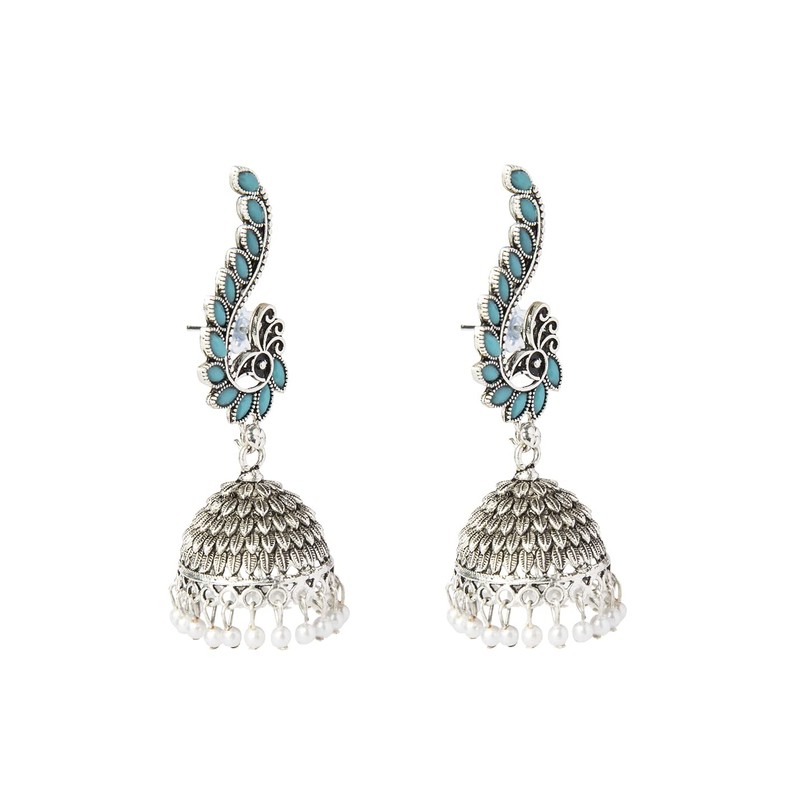 Bodha - arete tradicionales de plata india antigua oxidada tradicional