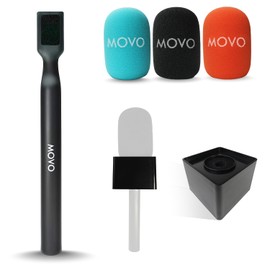 Movo WMX-HM Wireless Microphone Handle for Interviews – Handheld Adapter for DJI Mic, RODE Wireless GO, & More – Includes Mic Flag – for Creators, Journalists & Youtubers