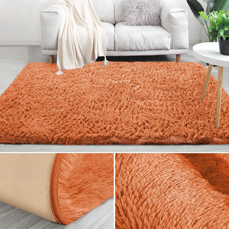MOONLIGHT20015 Rugs Living Room Bedroom – Fluffy Shaggy Rust Area
