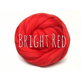 Chunky Wool - Bright Red - for arm Knitting Chunky Blanket Weaving Felting Jumbo Yarn Giant Wool Soft 50g (0.11lb)