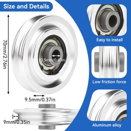 Jwthee Aluminum Pulleys for Cable Machine, 2 PCS Pulley Wheel Universal Bearing Wheel for Home Gym Exercise Machine Attachments (70mm)