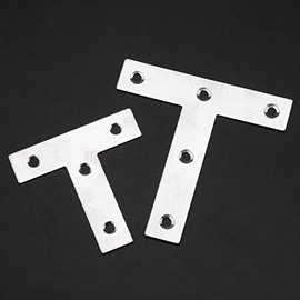 Pack of 2 40x40mm Stainless Steel Flat Plate T Shape Plate Corner Brace Repair Mending Brackets