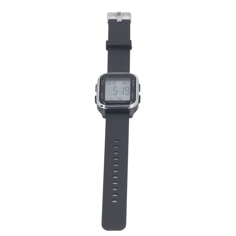 Digital Watch EL Backlit Waterproof Multifunctional Stylish Square Watch for