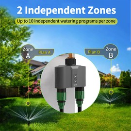 YESBO WiFi Water Timer for Garden Hose, Sprinkler Timer with 2 Outlet for Lawns and Yard, Rain Delay/Remote/Manual/Automatic Drip Irrigation System Programmable Faucet