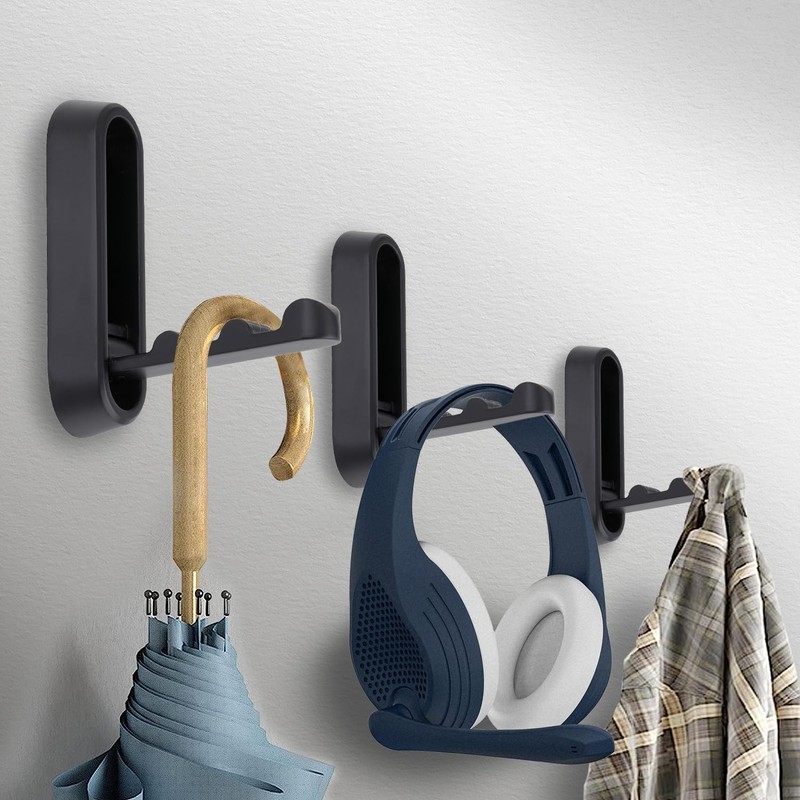SYZOW Folding Coat Hooks, 4PCS Black Wall Hooks for Hanging