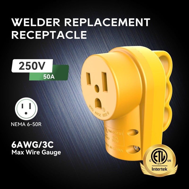 RVGUARD NEMA 6-50R Receptacle, 250 Volt 50 Amp Female Plug,