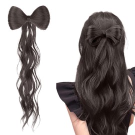 Bowknot Ponytail Wig, Ponytail Extension Wig, Hair, Bowknot Ponytail Wig, Brown, Black, Length 13.8 inches (35 cm), Ponytail Extension Wig, Half Ribbon Ponytail Wig, Hair Clip, Hair Ornament, Pop,