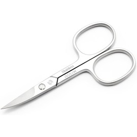 Tijeras de uñas curvas microdentadas de acero inoxidable para pestañas, bigote, barba, vello nasal, pedicura y manicura, para hombres y mujeres