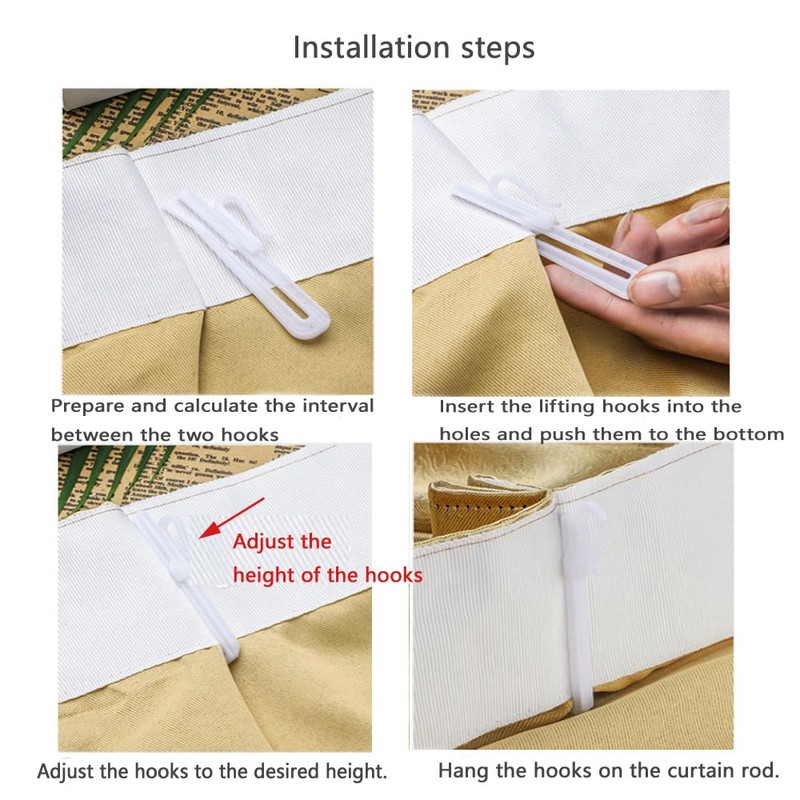 UtySty 40 Pack Curtain Hooks Drapes Hanger Adjustable Shorten Hanging