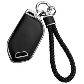 JOYEAR for Kia Keychain with Key Fob Cover Compatible with 2023 2024 2025 Kia Telluride，2024 2025 K4 K5 Sorento EV9，2025 Carnival 5-Buttons(Silver-Black)