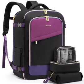 LOVEVOOK Travel Backpack for Women, 40L Carry On Backpack for Airplanes, Personal Item Bag for Airlines Fits 17 inch Laptop, TSA Approved Luggage with 3 Packing Cubes,Waterproof Weekender Gym Backpack