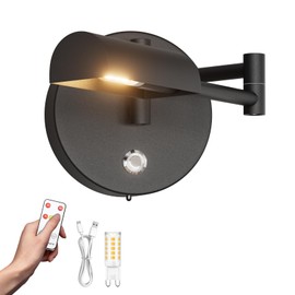 Tipace Black Vintage Wireless Battery Operated Wall Sconces,Rechargeable Cordless Battery Powered LED Wall Lights,Indoor 180°Rotate with Remote Control for Bedroom Farmhouse Gallery(Bulb Included)