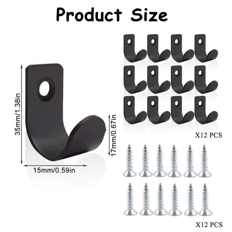 LZYDKH Pack of 12 Tarpaulin Hooks, Flat Hooks, 35 x