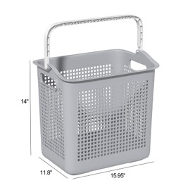 Tyminin 35 L Laundry Storage Baskets with Handles, Easy to Carry Plastic Laundry Hamper, Grey, 4 Packs