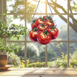 Tomato Ornaments Acrylic Window Hanging - Gifts for Tomato Lovers, Tomato Gifts for Women Men - Tomato Decor - Tomato Christmas Decorations