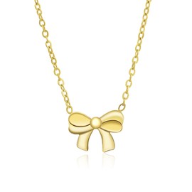 Yifnny Bow Necklace, Women's Gold Small Bow Cubic Zirconia Sparkling Pendant Necklace Jewellery Holiday Birthday Gift Gifts for Women and Girls, Metal