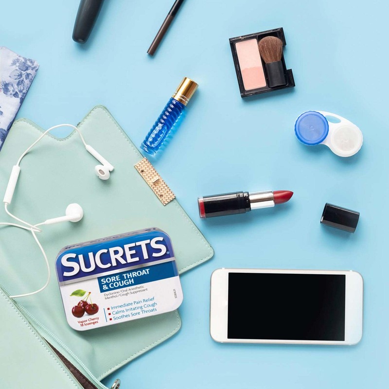 Sucrets Lozenges, Sore Throat & Cough Vapor Cherry, 18 ct