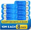 8 Pack Nappy Bin Refills, 10M Extra Long Diaper Pail