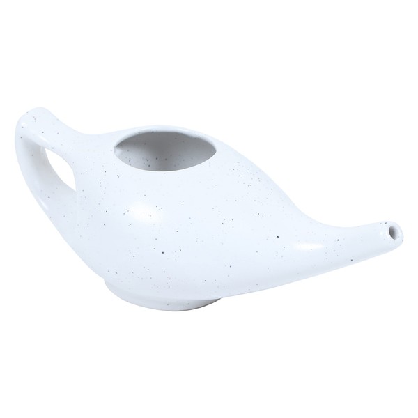 WHOLELIFEOBJECTS Leak Proof Durable Porcelain Ceramic Neti Pot Hold 300 Ml Water Comfortable Grip | Microwave and Dishwasher Safe eco Friendly Natural Treatment for Sinus and Congestion - White matt