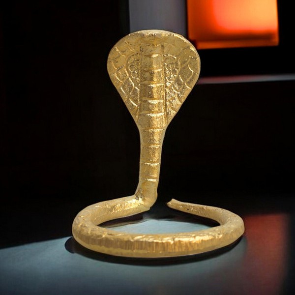 Brass Naag Nagin Snake Idol for Shivling Linga 3.25" Height