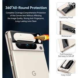 MOOISVS [2+2PACK For Pixel 8 Pro Privacy Tempered Glass Screen Protector(2packs)+Camera Lens Protector(2packs), Ultra HD Tempered Glass Film, Anti-Spy, 9H Hardness, Anti-Scratch, Bubble Free