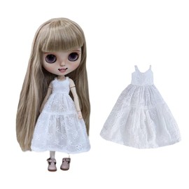 rakulifey Blythe Costume, Outfit, Dress, Jumper Skirt, Blythe Doll Clothes, For Obitsu 24 Pieces, 2 Colors (White)