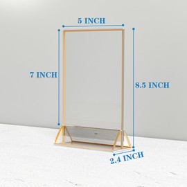 Sezanrpt Acrylic Table Numbers Wedding 5x7 Vertical 4 Pack, Gold Menu Card Holder, Clear Table Top Display