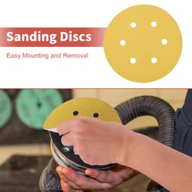 A ABSOPRO 6 Inch 6-Hole Sanding Discs Round Velcro Sandpaper 180 Grits - Pack of 50