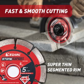 EZARC Diamond Cutting Discs, 125mm Segmented Diamond Cutting Blade for Angle Grinder, Cutting Wheel for Dry and Wet Cutting Stone, Concrete, Marble, Granite, Brick, Masonry & Curb (2-Pack)