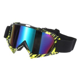 PATIKIL Dirt Bike Goggles, Motorradbrille ATV-Brille Skibrille Rennhelmbrille Winddicht für Bergsteigen Fallschirmspringen Skifahren, Gelb Schwarz mit bunten Gläsern