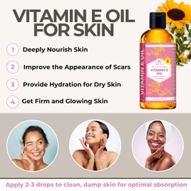 Leven Rose Bulk Vitamin E Oil 75,000 IU per oz 100% Natural, Organic, Pure Vitamin E Oil for Skin, Face, Hair, and Nails, 16 oz