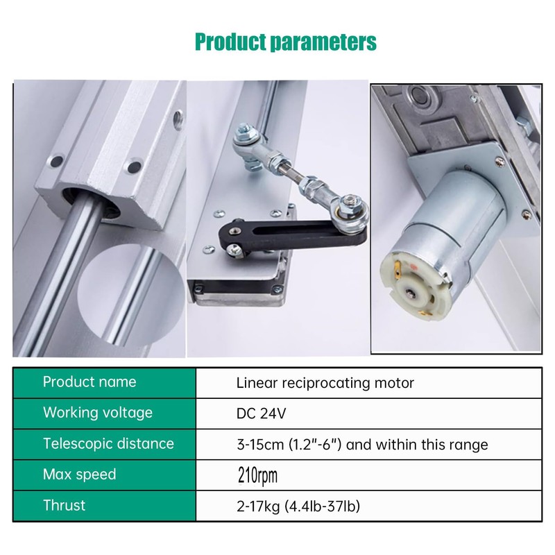 Reciprocating Cycle Linear Actuator, DC 24V Adjustable Telescopic Rocker Arm
